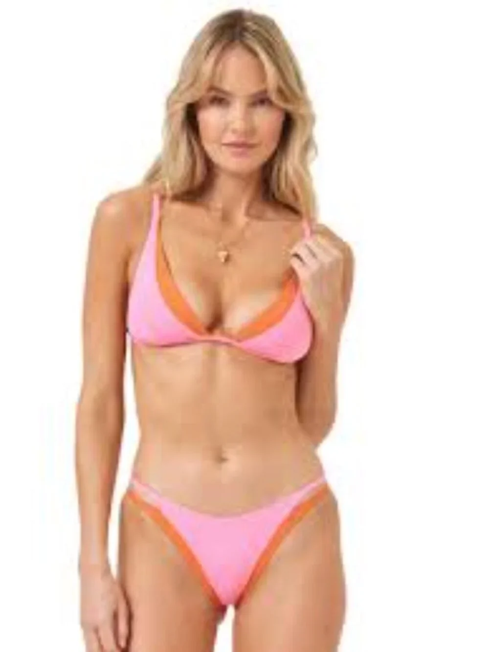 NWT | l*space Pink with Orange Trim Two-Piece Bikini, Size L
